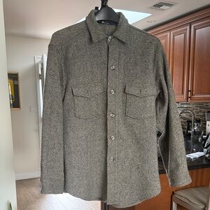 Vintage Woolrich Men's Charcoal Button-Up overshirt
